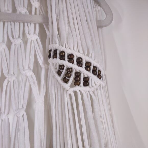 Elan Macramé Vest with Fringe and Beads, Size Large - Picture 8 of 9